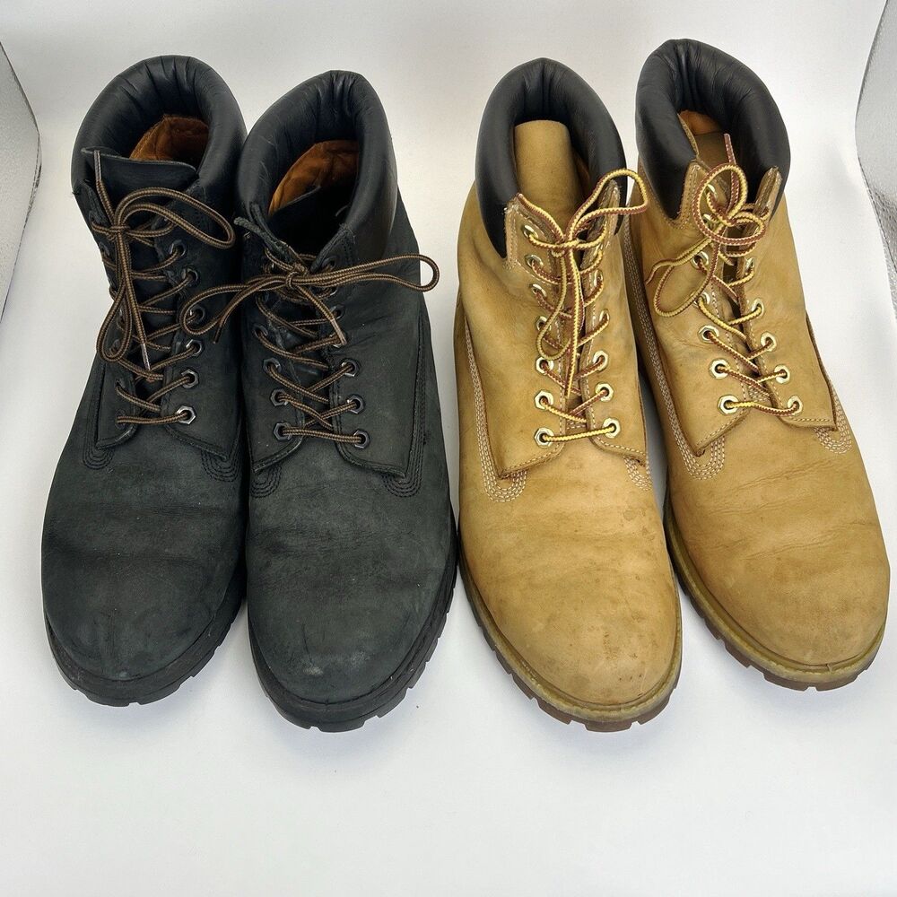 Timberland Premium Boots Mens Sz 13  6-inch Wheat/Black Nubuck 400 Gr Lot of 2